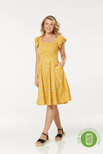 Load image into Gallery viewer, TIMELESS- SMOCKED GOLDEN YELLOW DRESS