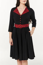 Load image into Gallery viewer, TIMELESS- RED LEOPARD ACCENT SWING DRESS