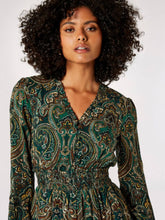 Load image into Gallery viewer, APRICOT- GREEN PAISLEY DRESS