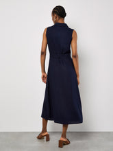 Load image into Gallery viewer, APRICOT - NAVY LINEN MIDI DRESS
