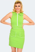 Load image into Gallery viewer, VOODOO VIXEN- CHARTREUSE MOD STYLE DRESS
