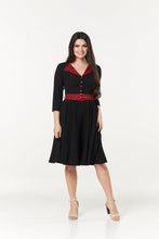 Load image into Gallery viewer, TIMELESS- RED LEOPARD ACCENT SWING DRESS