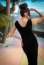 Load image into Gallery viewer, HEART OF HAUTE- DARK GREEN OR BLACK VELVET GOWN