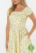 Load image into Gallery viewer, TIMELESS- PURPLE FLORAL ON YELLOW