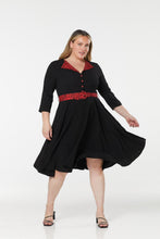 Load image into Gallery viewer, TIMELESS- RED LEOPARD ACCENT SWING DRESS