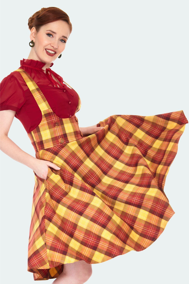 Voodoo Vixen Western Plaid 50 Luvun Swing Hame Ruskea