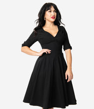 Load image into Gallery viewer, UNIQUE VINTAGE- BLACK SWING DRESS