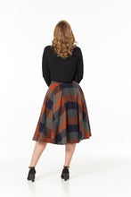 Load image into Gallery viewer, FINAL SALE TIMELESS- BROWN AND ORANGE PLAID SWING SKIRT