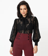 Load image into Gallery viewer, UNIQUE VINTAGE- LACE BLOUSE IN BLACK OR WHITE
