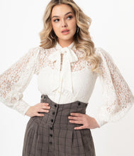 Load image into Gallery viewer, UNIQUE VINTAGE- LACE BLOUSE IN BLACK OR WHITE