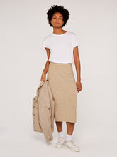 Load image into Gallery viewer, FINAL SALE APRICOT- KNIT RIBBED SKIRT IN GREEN OR STONE