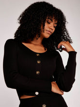 Load image into Gallery viewer, FINAL SALE APRICOT- BUTTON SWEATER IN KHAKI OR BLACK