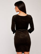 Load image into Gallery viewer, APRICOT- GOLD SHIMMER FAUX WRAP DRESS