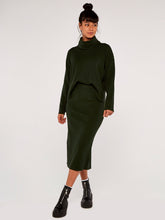 Load image into Gallery viewer, FINAL SALE APRICOT- KNIT RIBBED SKIRT IN GREEN OR STONE
