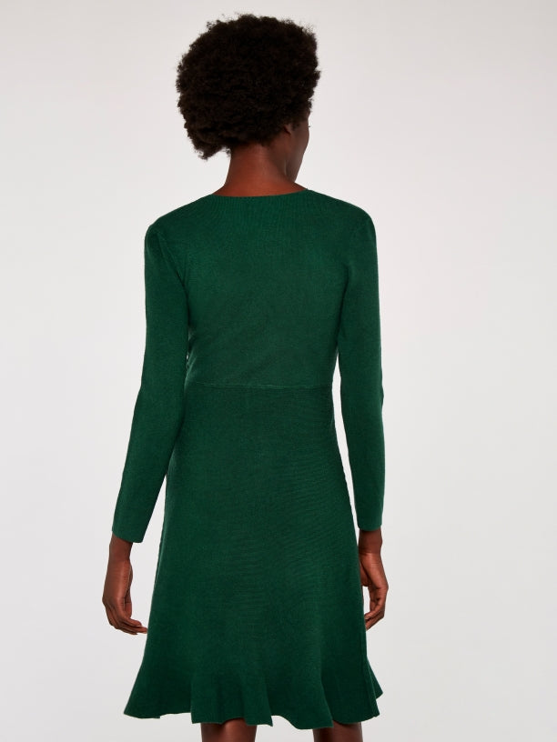 FINAL SALE APRICOT- KNITTED GREEN DRESS HepKat Clothing FINAL SALE APRICOT- KNITTED GREEN DRESS HepKat Clothing