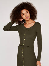 Load image into Gallery viewer, FINAL SALE APRICOT- BUTTON SWEATER IN KHAKI OR BLACK