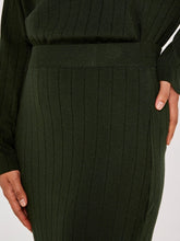 Load image into Gallery viewer, FINAL SALE APRICOT- KNIT RIBBED SKIRT IN GREEN OR STONE