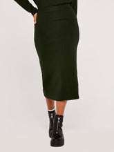 Load image into Gallery viewer, FINAL SALE APRICOT- KNIT RIBBED SKIRT IN GREEN OR STONE