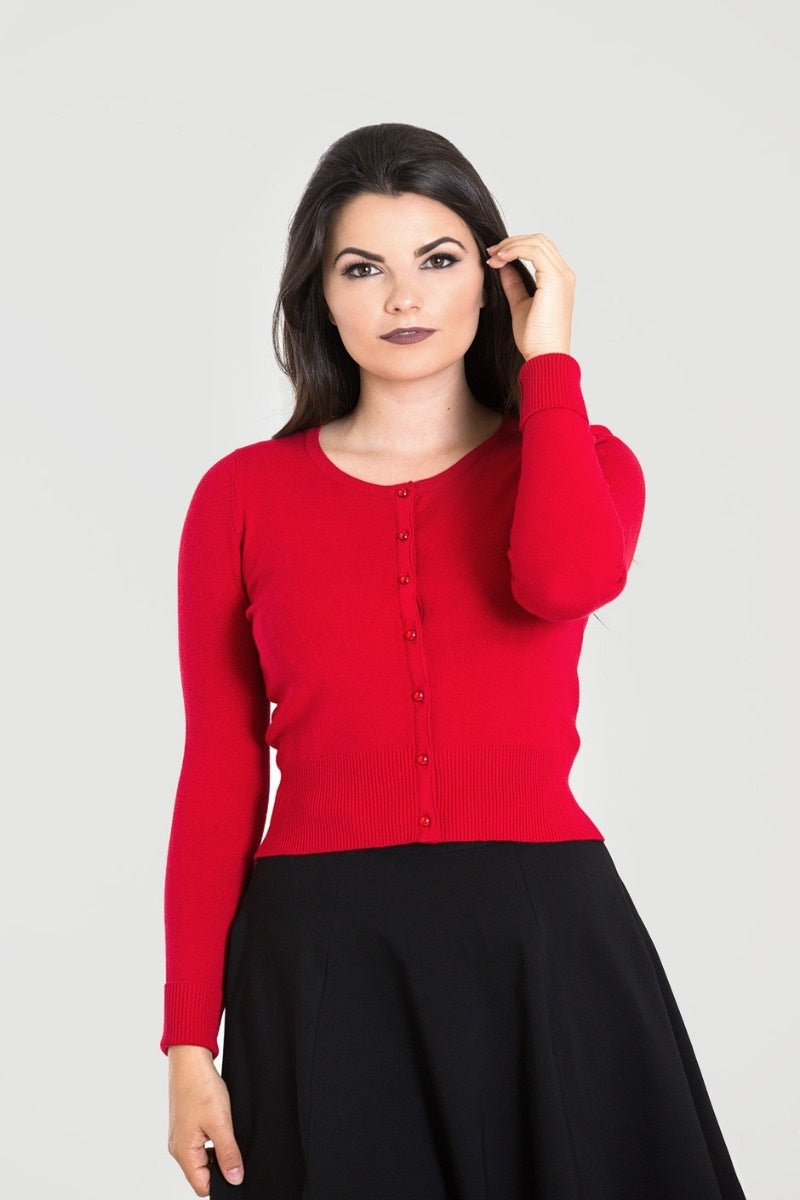 HELL BUNNY- PLAIN CARDIGAN RED OR BLACK