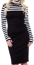 Load image into Gallery viewer, FINAL SALE SMAK PARLOUR- STRIPED TURTLE NECK MOCK DRESS
