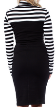 Load image into Gallery viewer, FINAL SALE SMAK PARLOUR- STRIPED TURTLE NECK MOCK DRESS