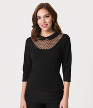 Load image into Gallery viewer, UNIQUE VINTAGE- BLACK MESH TOP