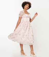 Load image into Gallery viewer, FINAL SALE UNIQUE VINTAGE- EMBROIDERED PINK ORGANZA DRESS
