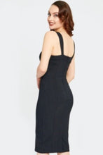 Load image into Gallery viewer, VOODOO VIXEN - BLACK CROSSED STRAP PENCIL DRESS
