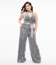 Load image into Gallery viewer, UNIQUE VINTAGE- SILVER SEQUIN JUMPSUIT
