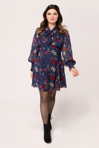 HELL BUNNY- BLUE FLORAL MINI DRESS HepKat Clothing HELL BUNNY- BLUE FLORAL MINI DRESS HepKat Clothing