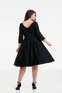 MISS LULO - 3/4 SLEEVE BLACK DRESS