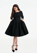 Load image into Gallery viewer, MISS LULO - 3/4 SLEEVE BLACK DRESS
