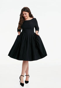 MISS LULO - 3/4 SLEEVE BLACK DRESS