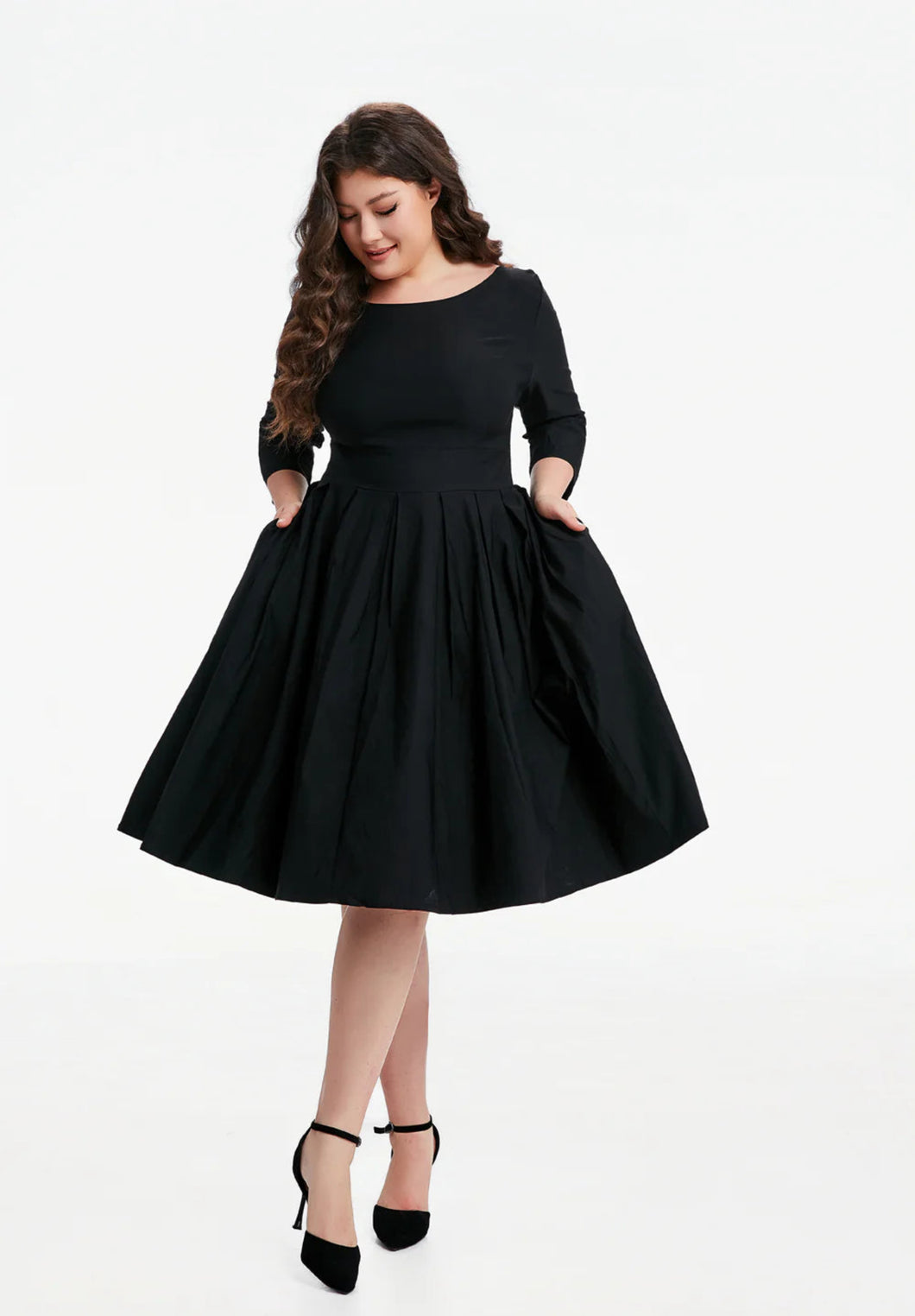 MISS LULO - 3/4 SLEEVE BLACK DRESS
