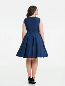 MISS LULO - NAVY SLEEVELESS DRESS