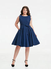 Load image into Gallery viewer, MISS LULO - NAVY SLEEVELESS DRESS
