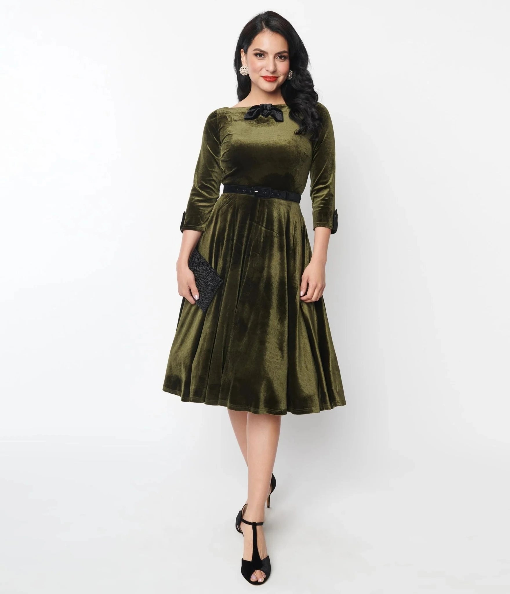 UNIQUE VINTAGE- OLIVE VELVET SWING DRESS – HepKat Clothing UNIQUE VINTAGE- OLIVE VELVET SWING DRESS – HepKat Clothing