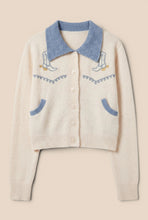 Load image into Gallery viewer, BLUE B - LIGHT BLUE TRIMMED WESTERN SWEATER

