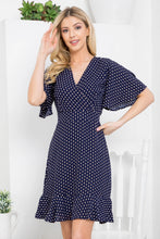 Load image into Gallery viewer, LA SOUL - NAVY DIAMOND DOT DRESS
