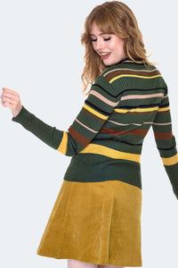 VOODOO VIXEN - GREEN STRIPE SWEATER TOP