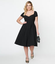 Load image into Gallery viewer, UNIQUE VINTAGE- BLACK SWEETHEART DRESS
