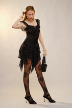 Load image into Gallery viewer, BLUE B - BLACK LACE LAYERED HEM DRESS

