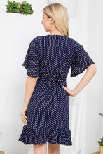 Load image into Gallery viewer, LA SOUL - NAVY DIAMOND DOT DRESS
