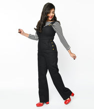 Load image into Gallery viewer, UNIQUE VINTAGE- BLACK OVERALLS
