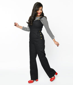 UNIQUE VINTAGE- BLACK OVERALLS