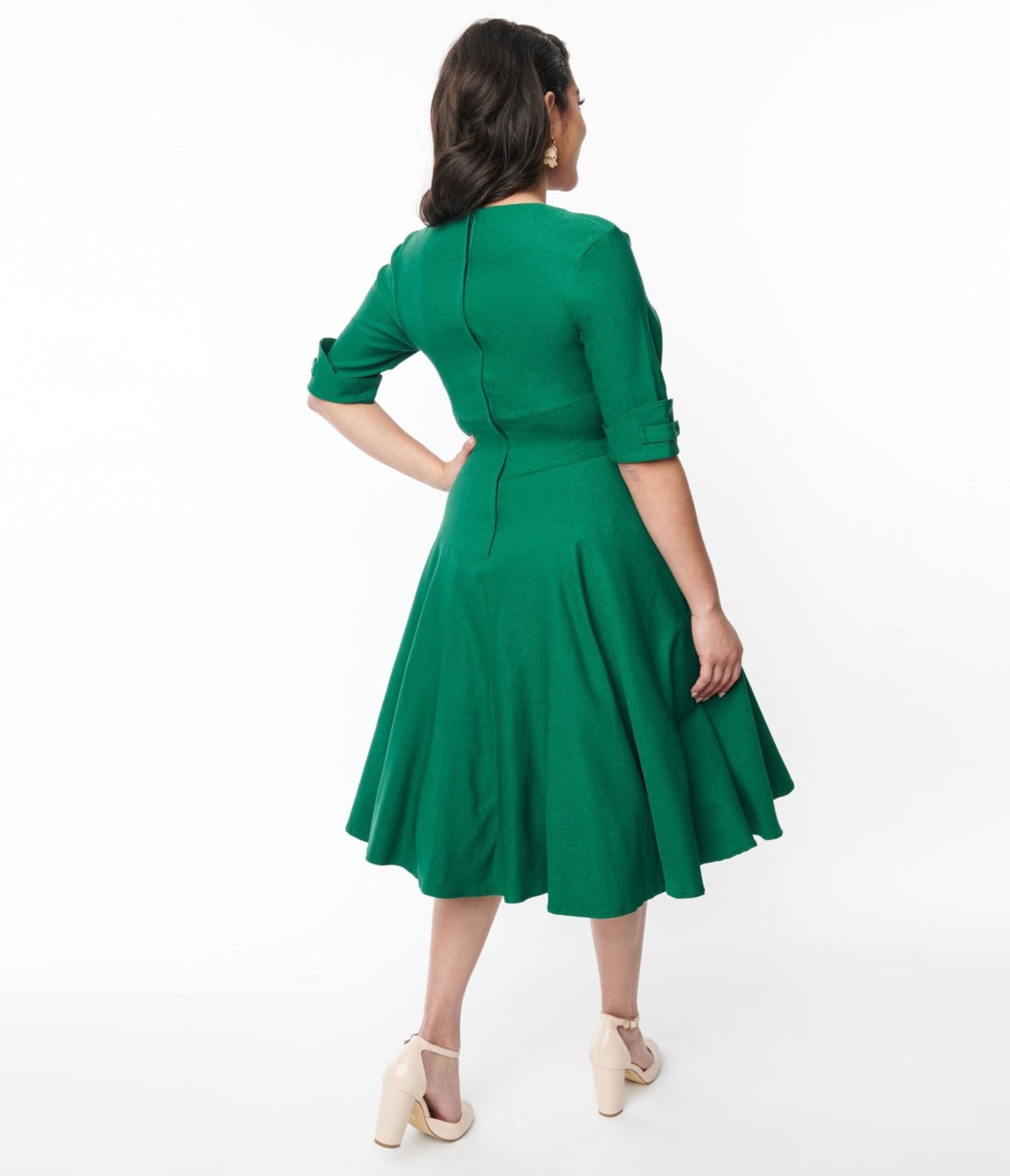 UNIQUE VINTAGE- EMERALD GREEN SWING DRESS – HepKat Clothing