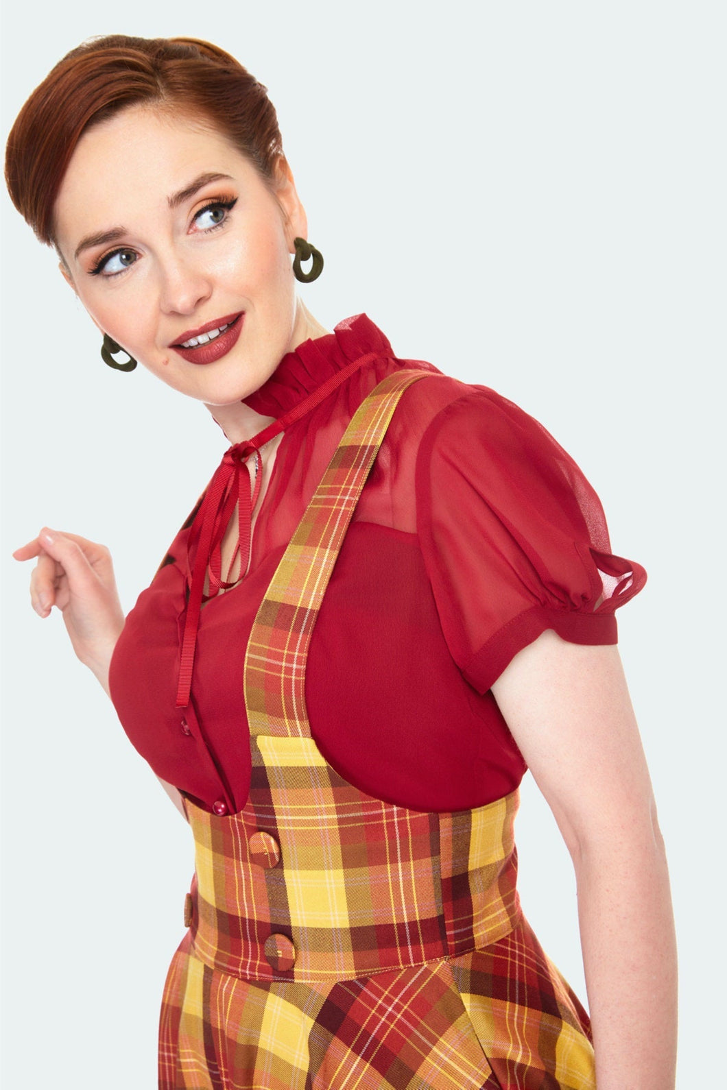 VOODOO VIXEN- MUSTARD PLAID SKIRT