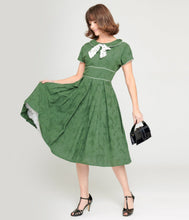 Load image into Gallery viewer, UNIQUE VINTAGE- GREEN SOFT PLEAT SWING DRESS
