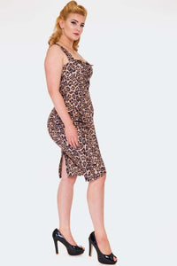 VOODOO VIXEN- FAUX WRAP LEOPARD DRESS