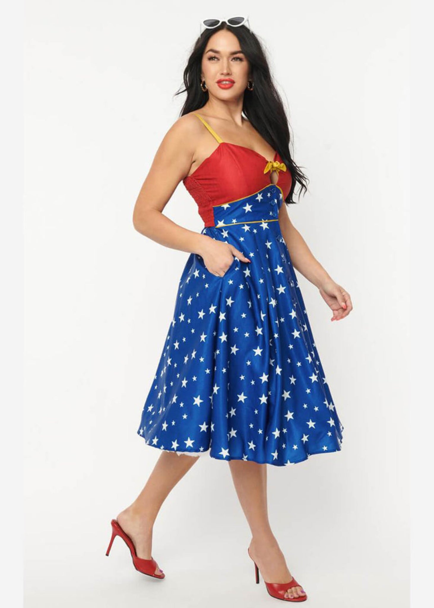 wonder woman blue dress pattern Costuming Diana Prince from Wonder Woman Red Shoes. Red Wine